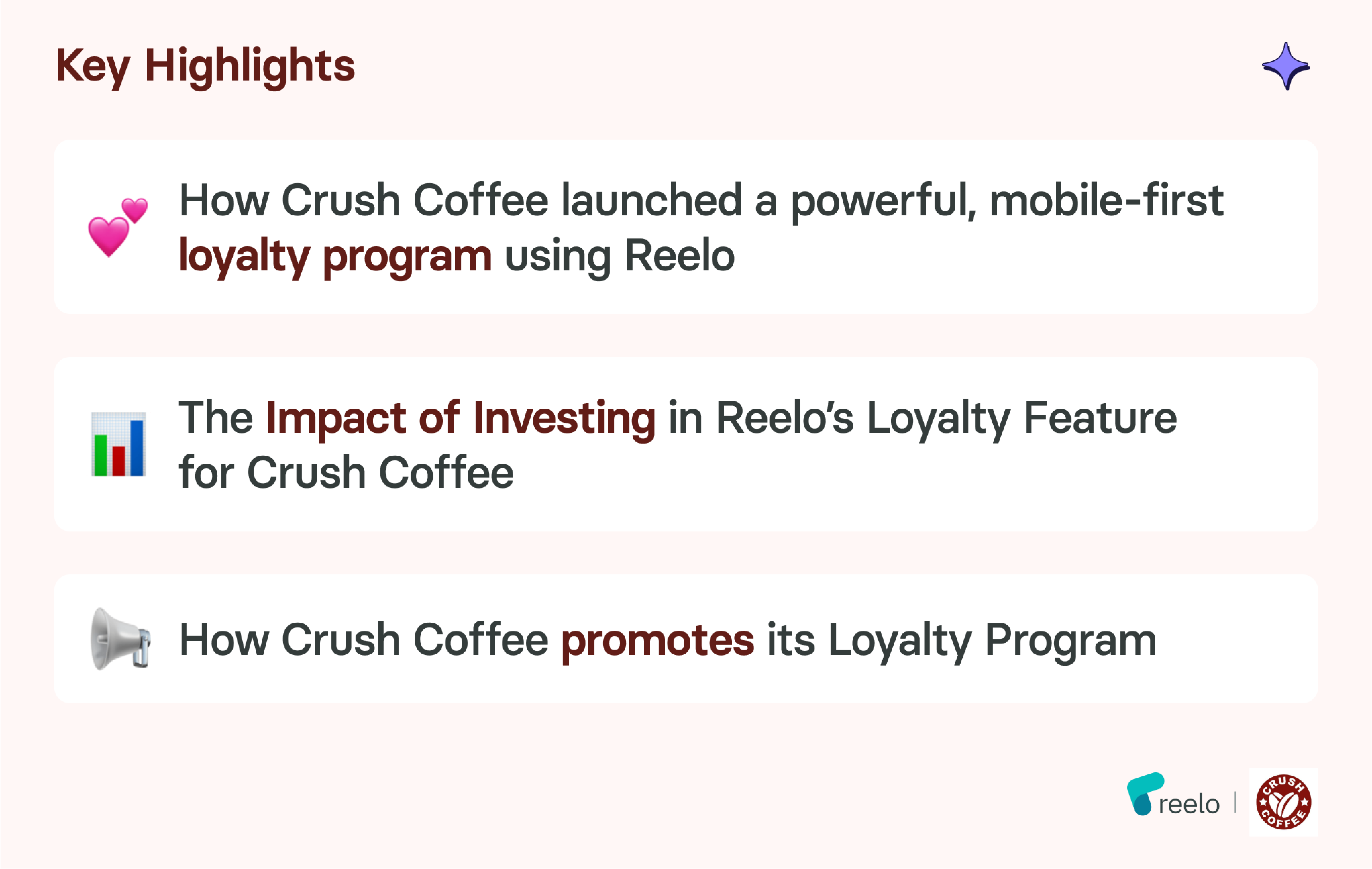 Key highlights of Crush Coffee's loyalty program