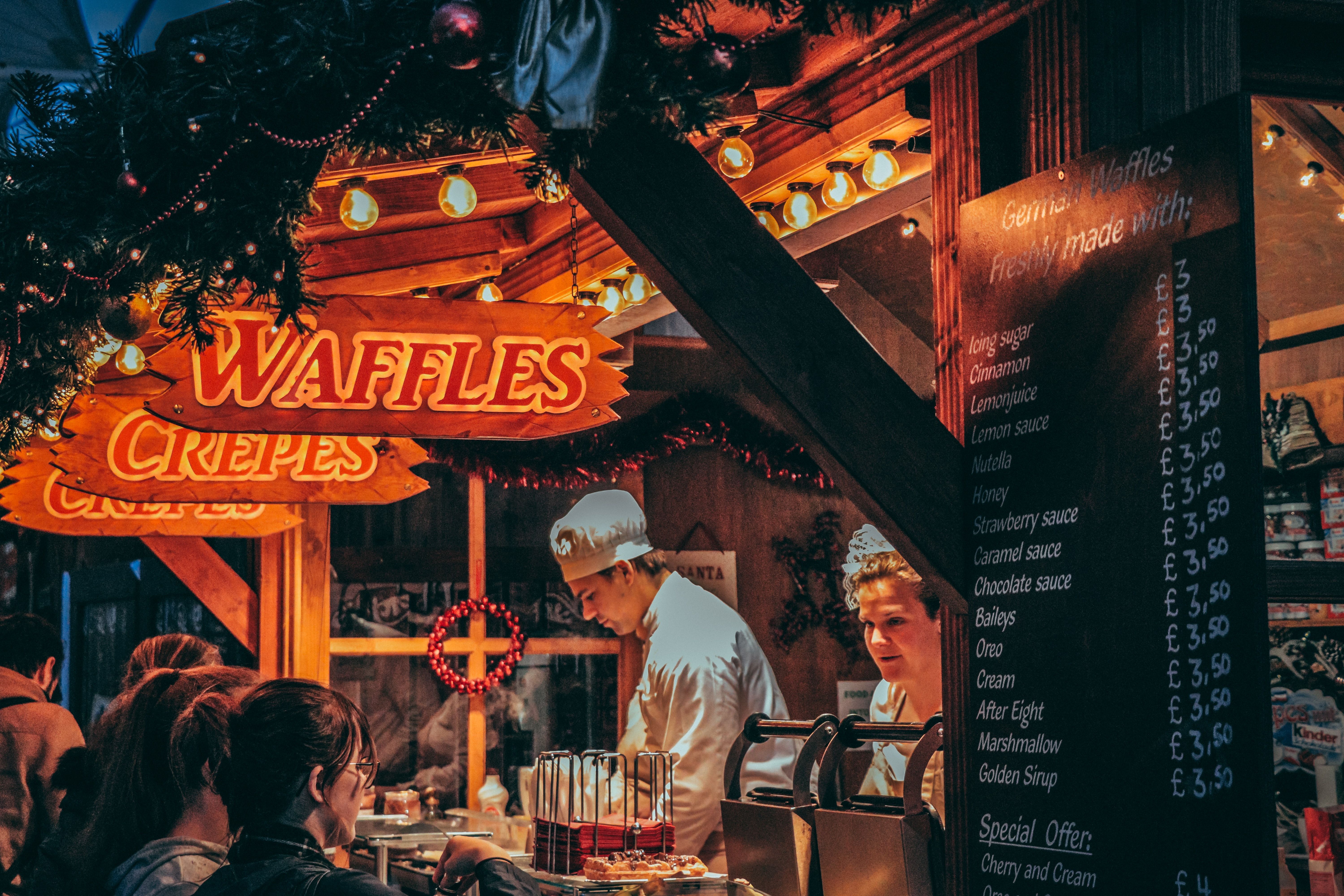 Restaurant staff serving for Christmas eve