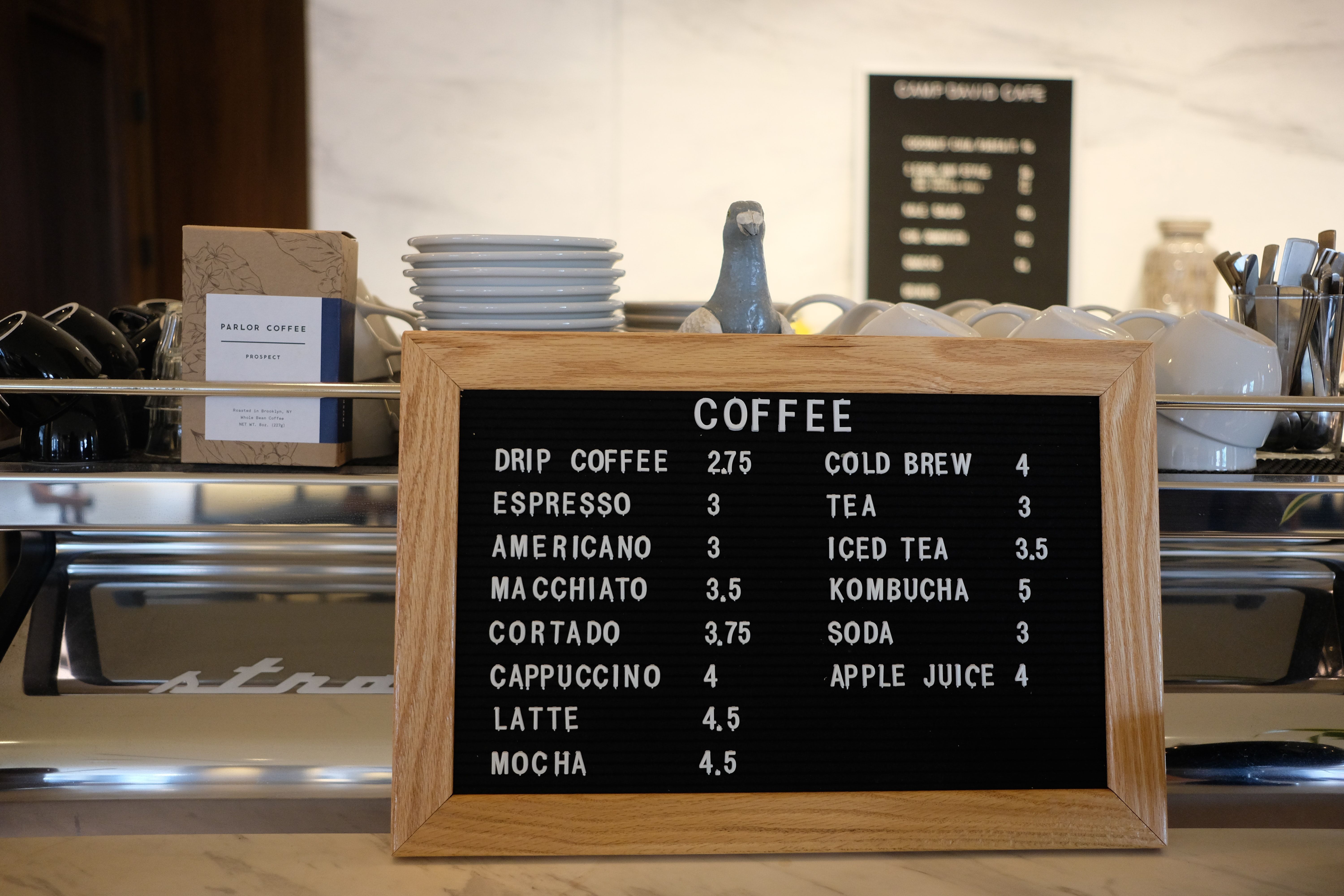 The menu of a coffee shop